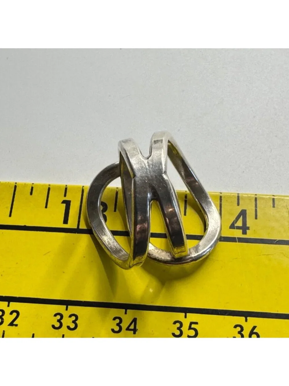 Modernist Open Twist Design Ring Sterling Silver 925 Size 6.75